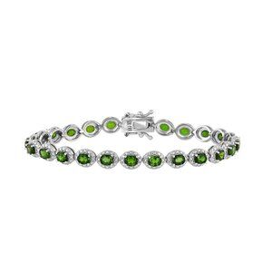 NIB - JTV Green Chrome Diopside Rhodium Over Sterling Silver Bracelet 6.07ctw